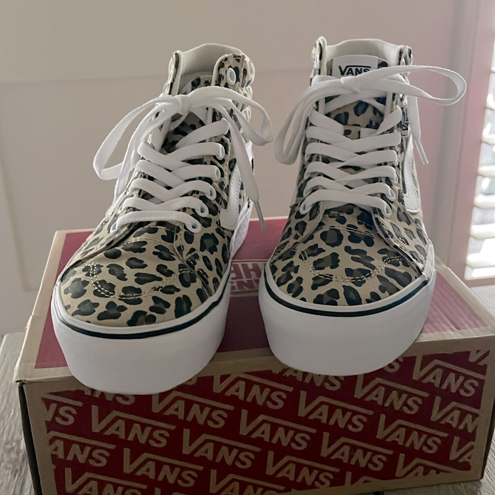 Vans Filmore Hi Top Platform Shoes Leopard Cheetah Print
